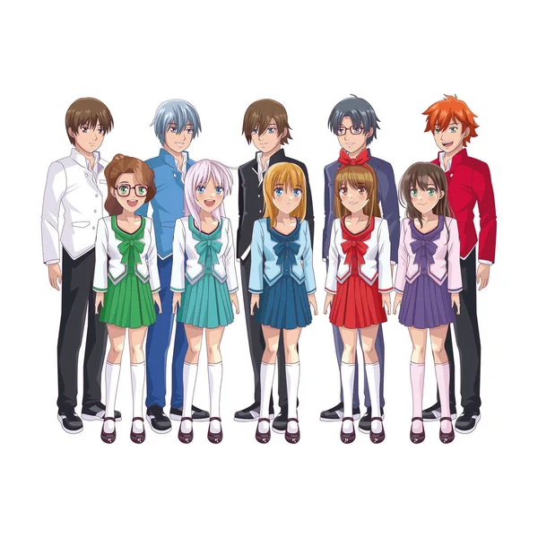 Genç öğrenciler manga çizgi film