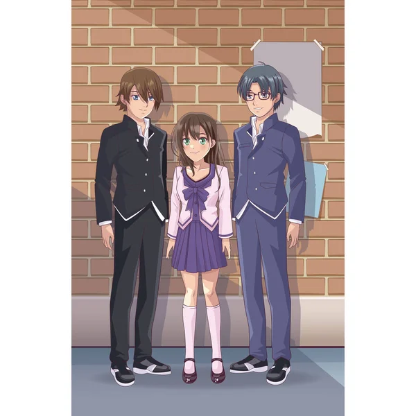 Genç öğrenciler manga çizgi film