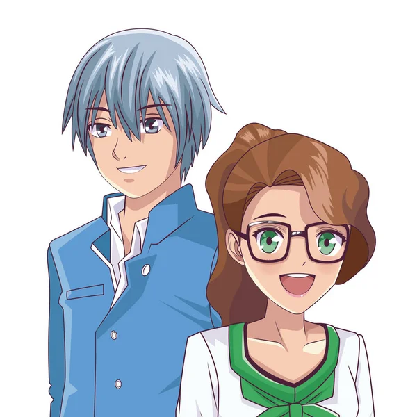 Anime couple manga dessin animé — Image vectorielle