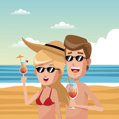 genç bir çift Beach