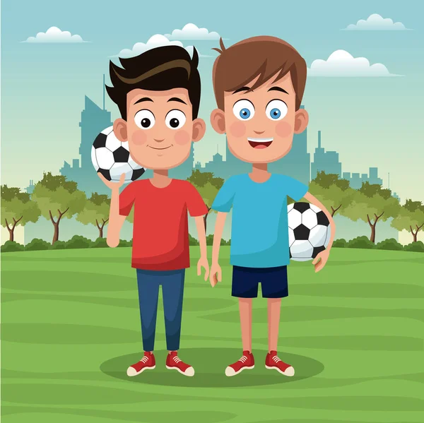 男の子とサッカー — ストックベクタ