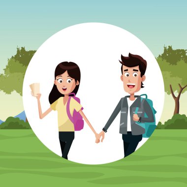 genç bir çift yürüyüş