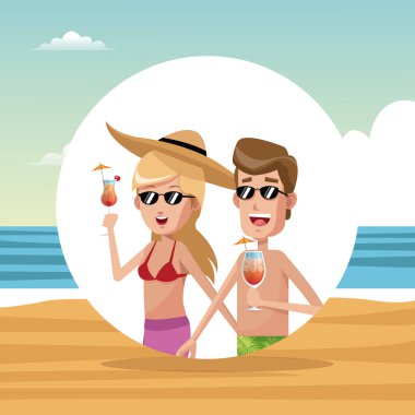 genç bir çift Beach