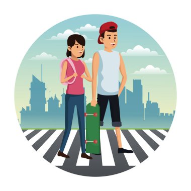 Zebra üzerinde yürüyen insanlar