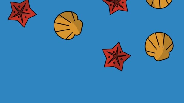 Marine shell und stars hd animation — Stockvideo