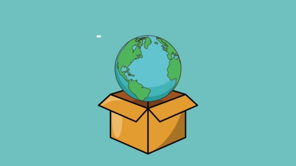 Dünya kutusunda Hd animasyon — Stok video