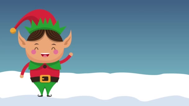 Christmas Elf Vinter Tecknad Högupplöst Färgglada Animation Scener — Stockvideo