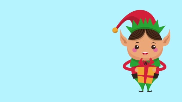 Natal elfo desenhos animados HD animação — Vídeo de Stock