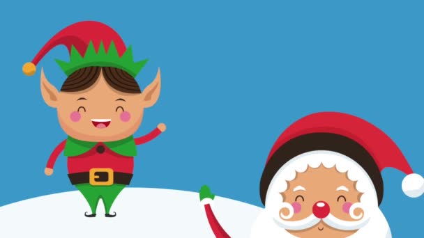 Santa Claus y dibujos animados elfo HD animación — Vídeos de Stock