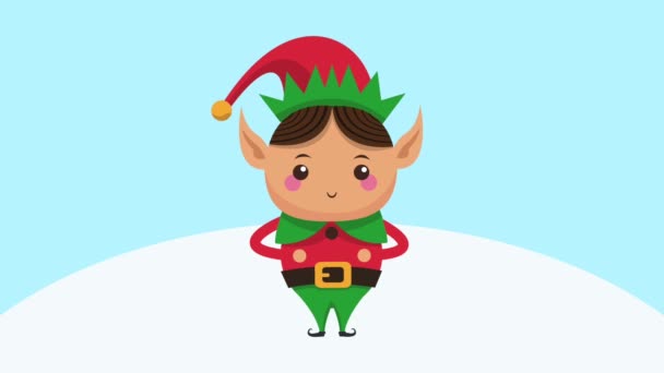 Leuke kerst elf cartoon Hd animatie — Stockvideo