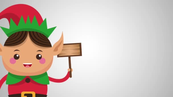 Roztomilý kreslený vánoční skřítek Hd animaci — Stock video