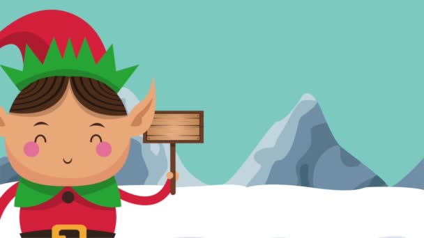 Santa and elf cartoons HD animation — Stock Video