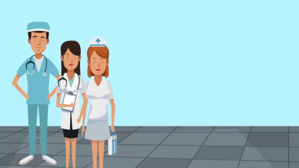 Equipo médico dibujos animados HD animación — Vídeos de Stock