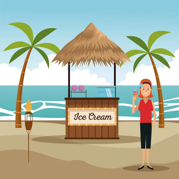 Kiosque à la plage — Image vectorielle