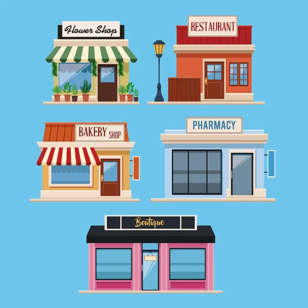 Set of stores buildings — Stock Vector