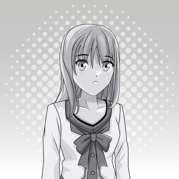Jonge anime school student vrouw — Stockvector