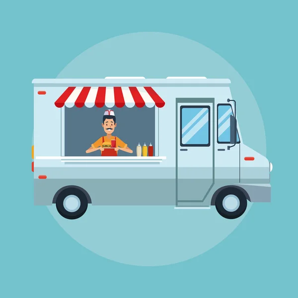 Desenhos animados de caminhão de alimentos —  Vetores de Stock