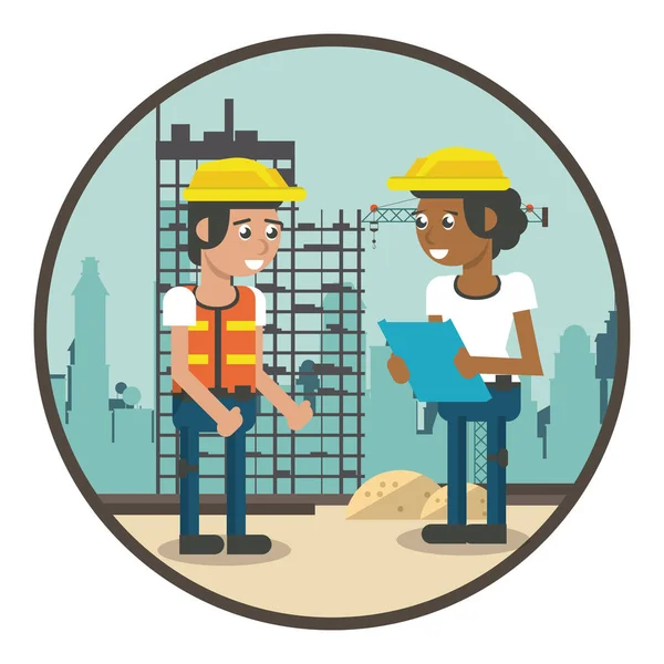 Trabajadores de la construcción dibujos animados — Vector de stock