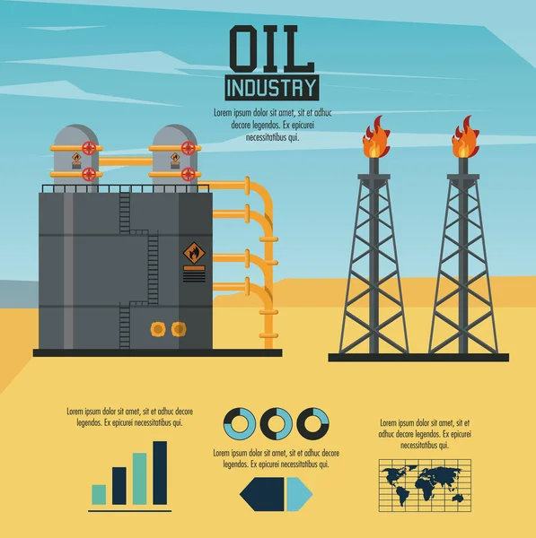 Infografica industria petrolifera — Vettoriale Stock