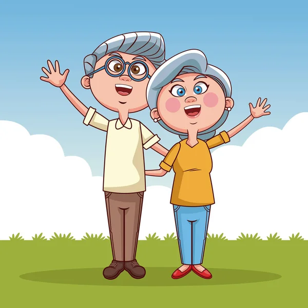 Cute grandparents cartoon — Stock Vector