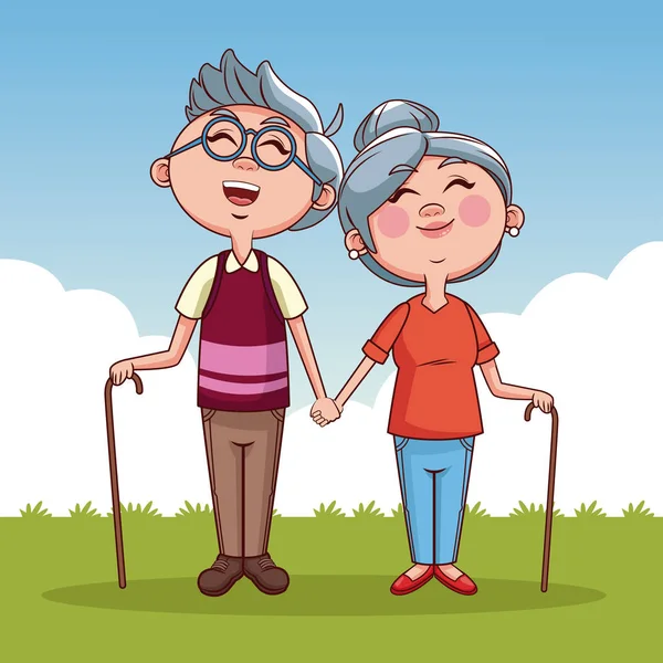 Mignon grand-parents dessin animé — Image vectorielle