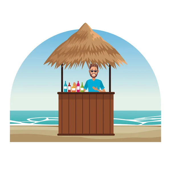 Peoplea у пляжного киоска — стоковый вектор