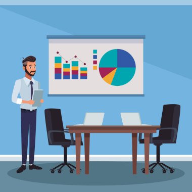 İşadamı çalışma çizgi film