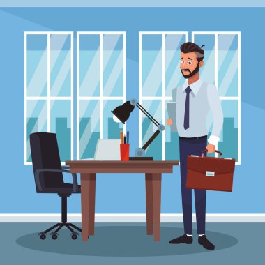 İşadamı çalışma çizgi film