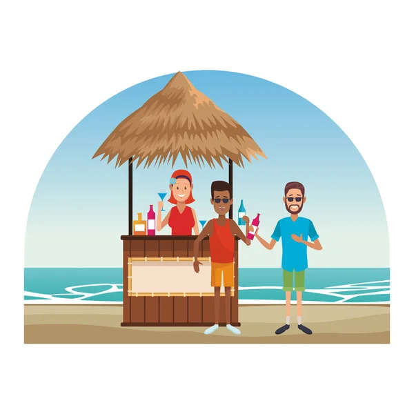 Peoplea au kiosque de plage — Image vectorielle
