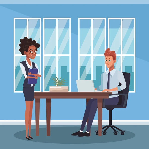 Business coworkers at office — Stock Vector