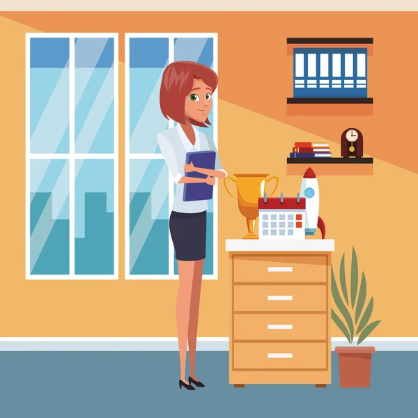 Businesswoman at office — Stock Vector