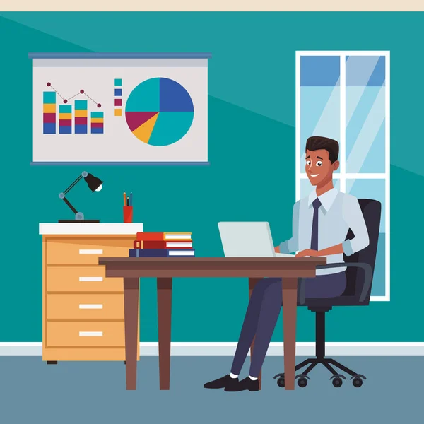 Businessman at office — Stock Vector