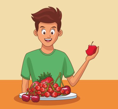 Genç adam ve sağlıklı gıda