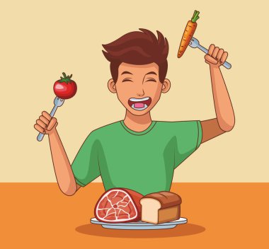 Genç adam ve sağlıklı gıda