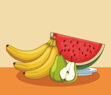 Meyve üzerinde tablo karikatürler