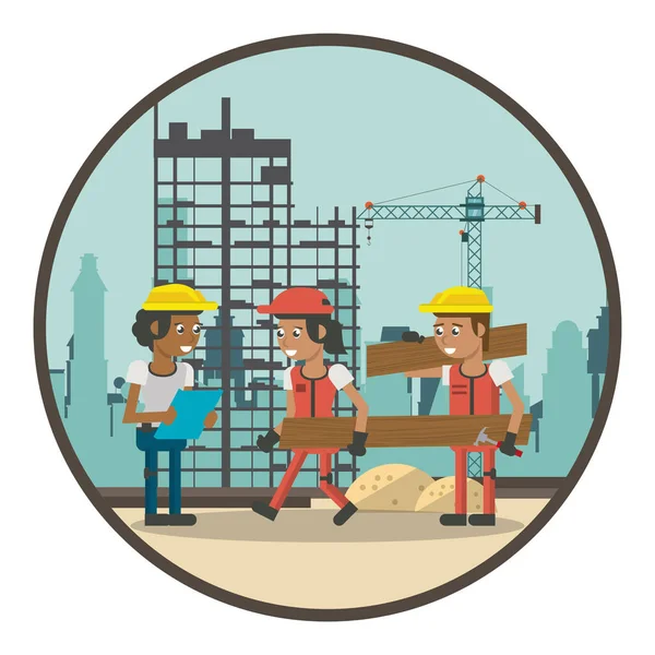 Trabajadores geométricos dibujos animados — Vector de stock