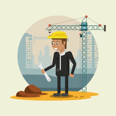 İşçi geometrik çizgi film