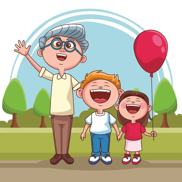 Grandparents and kids — Stock Vector