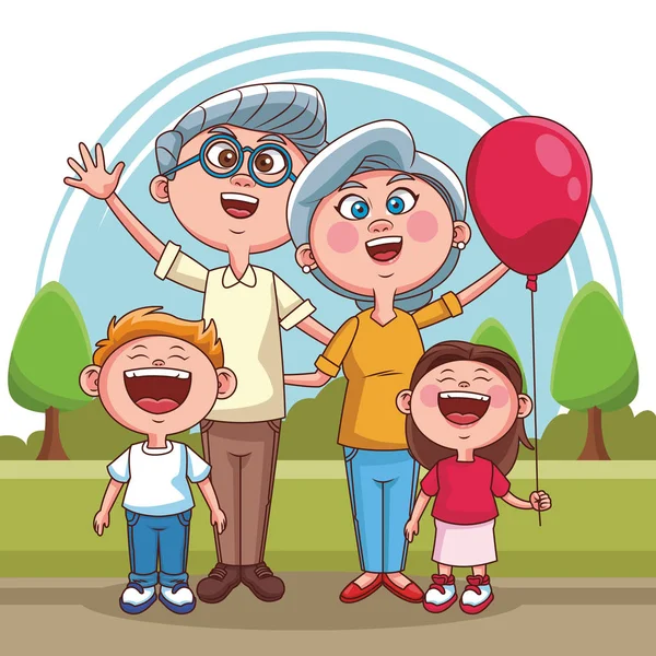 Grandparents and kids — Stock Vector