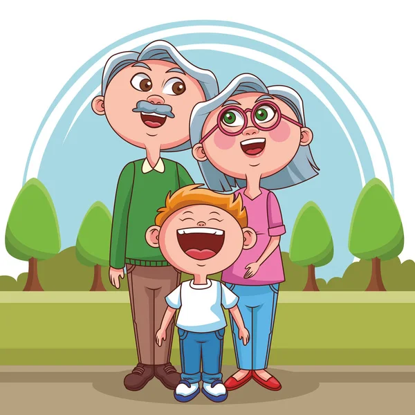 Abuelos e hijos — Vector de stock