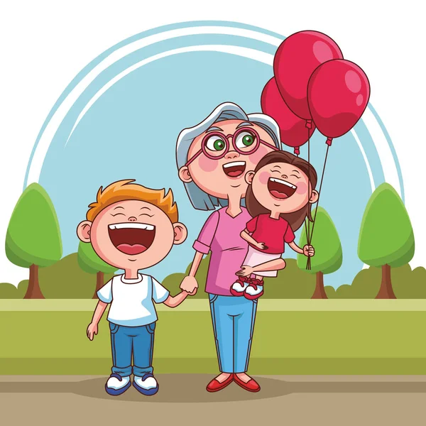 Grandparents and kids — Stock Vector