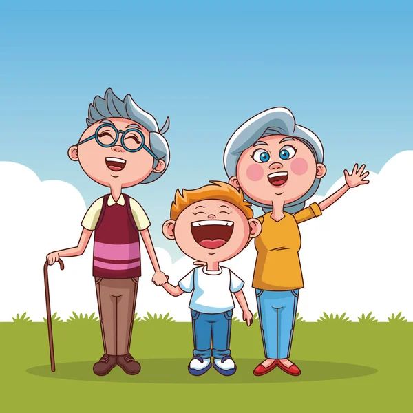 Grandparents and kids — Stock Vector