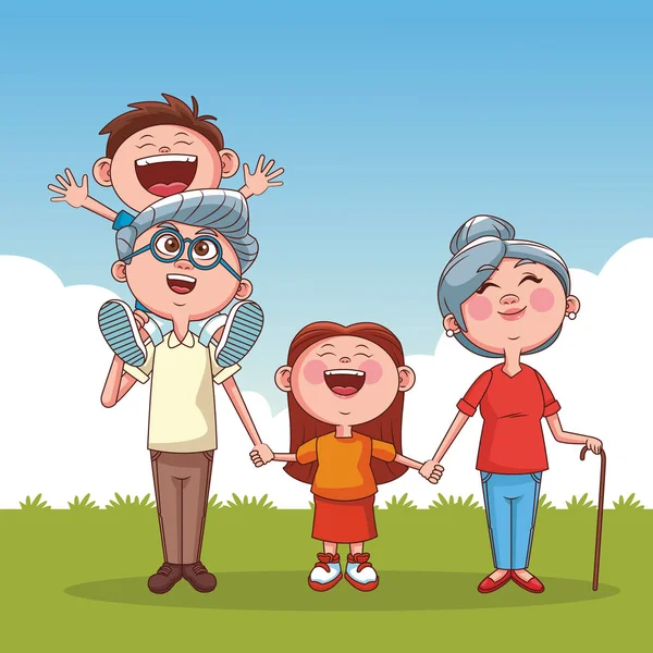 Grandparents and kids — Stock Vector