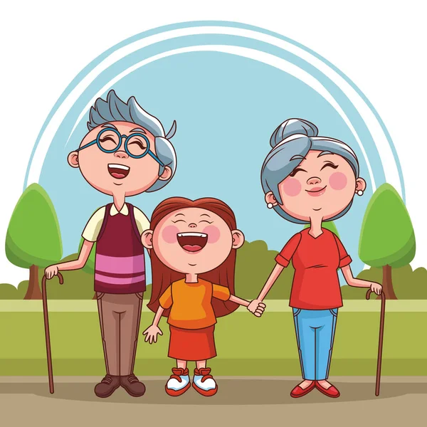 祖父母と子供たち — ストックベクタ