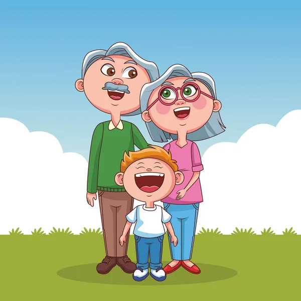 Abuelos e hijos — Vector de stock