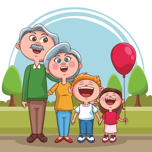Großeltern und Kinder — Stockvektor