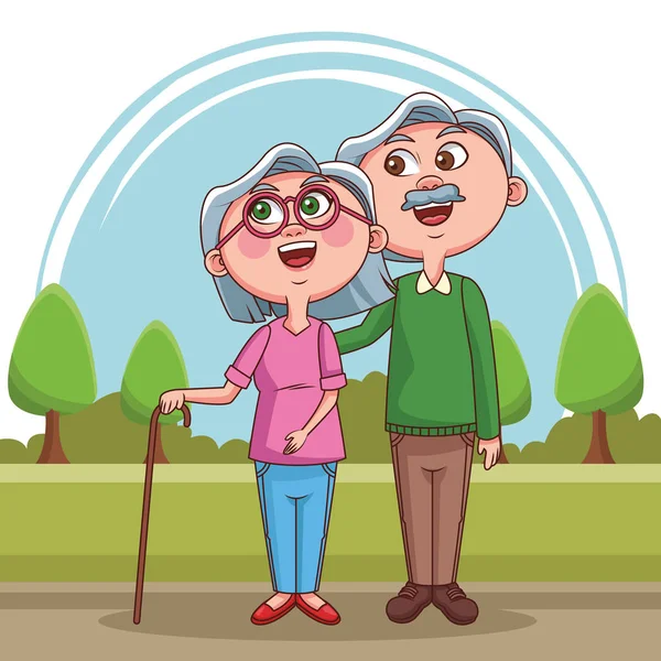 Abuelo pareja dibujos animados — Vector de stock