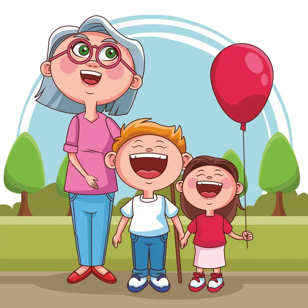 Grandparents and kids — Stock Vector