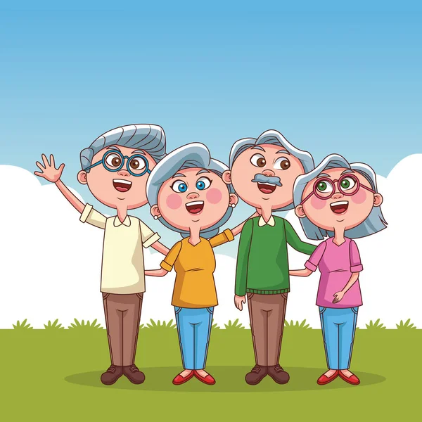 Abuelo pareja dibujos animados — Vector de stock