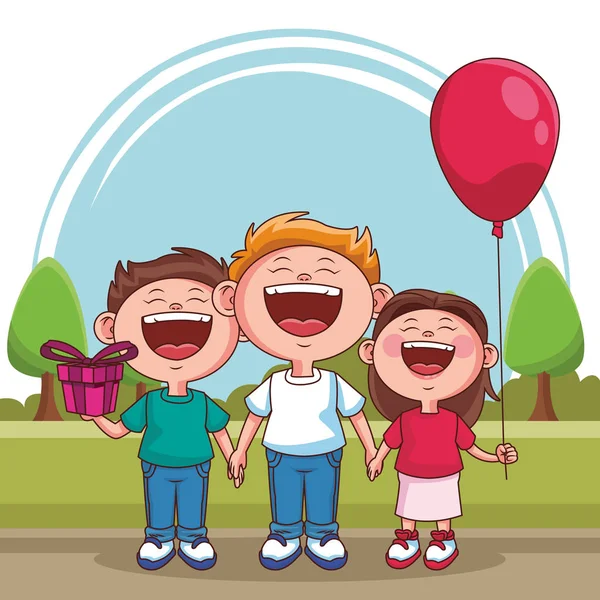 Niños en el parque — Vector de stock